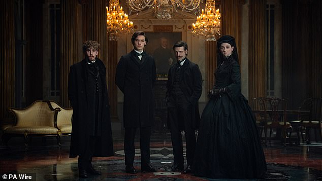 Fionn O'Shea, Louis Partridge, Anthony Boyle and Emily Fairn in Netflix's House Of Guinness