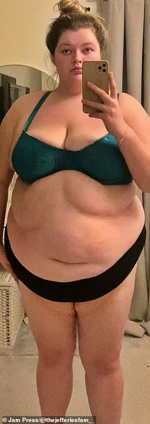 Mrs Jeffries tipped the scales at 23 stone at her heaviest