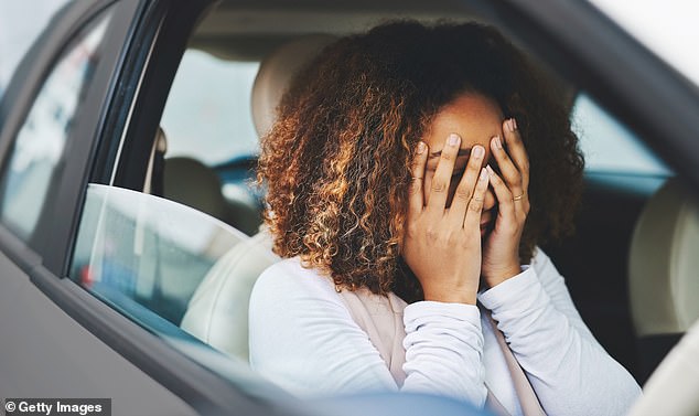 More than a third of people feel anxious behind the wheel, according to research by insurance firm Aviva (picture posed by model)