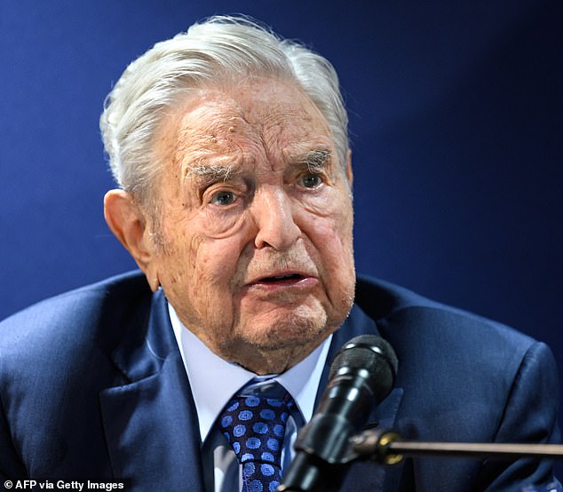 15039761 Trump makes chilling threat to billionaire Democratic bogeyman for funding 'violent' opposition(FILES) Hungarian-born US investor and philanthropist George Soros answers to questions after delivering a speech on the sidelines of the World Economic Forum (WEF) annual meeting in Davos on May 24, 2022. US President Donald Trump called on August 27, 2025, for billionaire George Soros and his son to face criminal charges over unfounded claims that the family, a favorite target of the right, is behind "violent protests" around the country. Trump did not specify what prompted his morning outburst, but it comes as his administration pursues multiple criminal investigations against his perceived enemies. (Photo by Fabrice COFFRINI / AFP) (Photo by FABRICE COFFRINI/AFP via Getty Images)