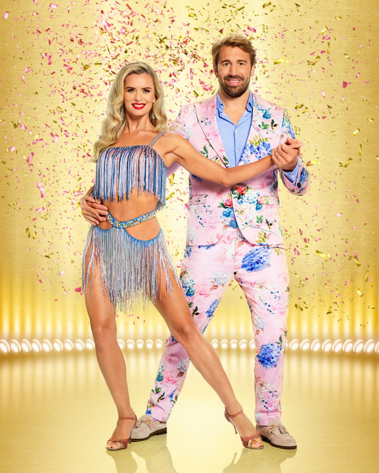 Nadiya Bychkova and Chris Robshaw in dance pose.