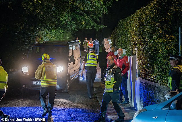 Firefighters extinguished the blaze but were unable to find the group of four, meanwhile Wiltshire Police are still working to track them down