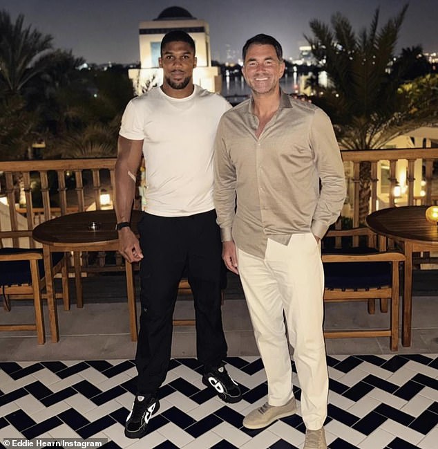 Joshua appeared to give blood as part of the process, later posting a photo with Hearn that showed a plaster on the inside of his arm (pictured above)