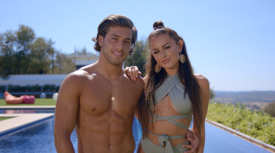 Kem Cetinay and Amber Davies from Love Island TV Series.