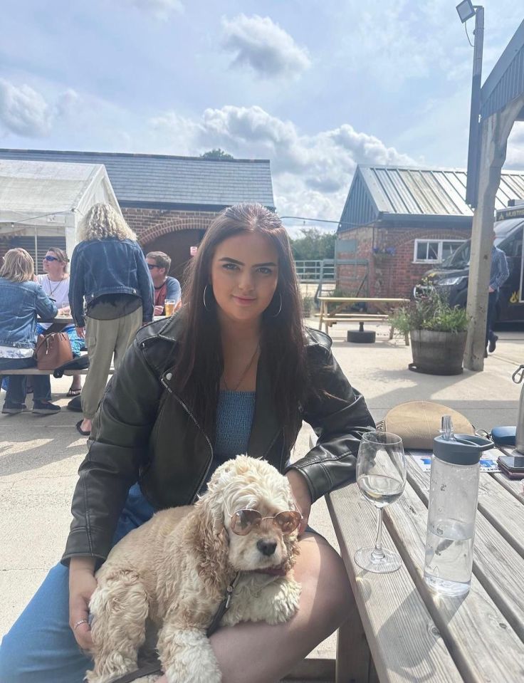 Hannah Byrne with her pet dog.