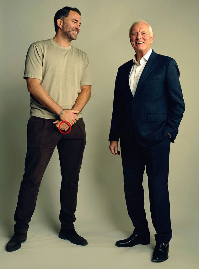 Now you don't: But in recent promotion shots wit his dad, Eddie was without his wedding ring