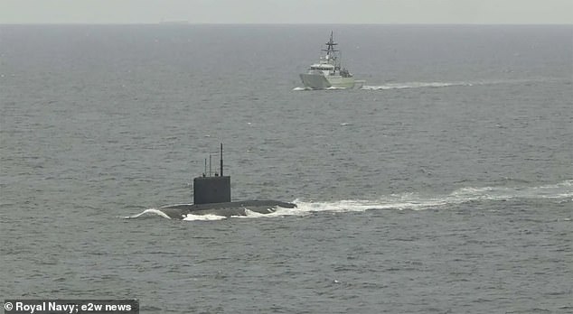 The craft was previously observed by the Royal Navy as it sailed through the English Channel and North Sea in July (pictured)