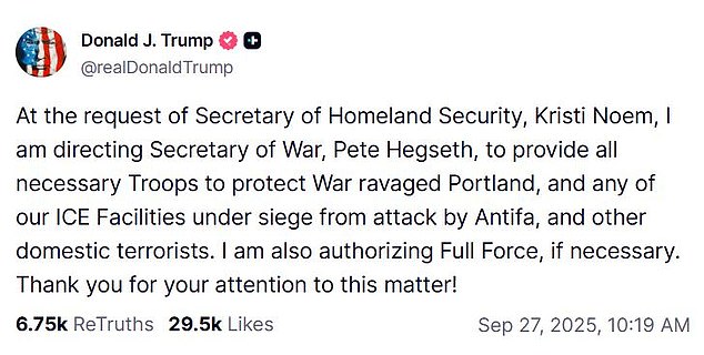 Pictured: Trump's official declaration Saturday on Truth Social, his social media platform