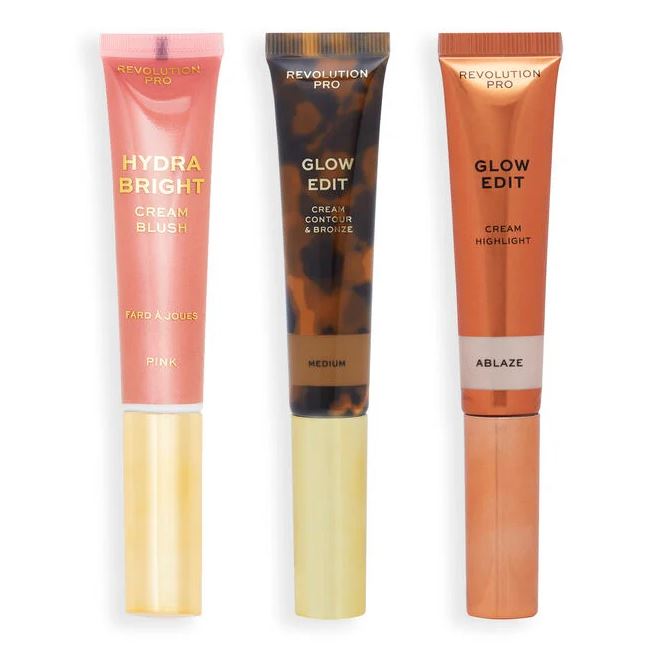 Revolution Pro Cream Face Wand Trio: blush, contour & bronze, and highlight.