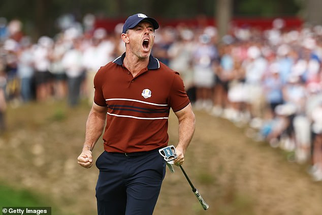 McIlroy yelled 'f***ing come on' as he converted a vital putt on 14 to take the lead