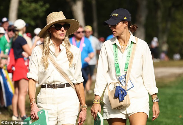 Erica pictured by the ninth hole at Bethpage, supporting McIlroy in action for Team Europe