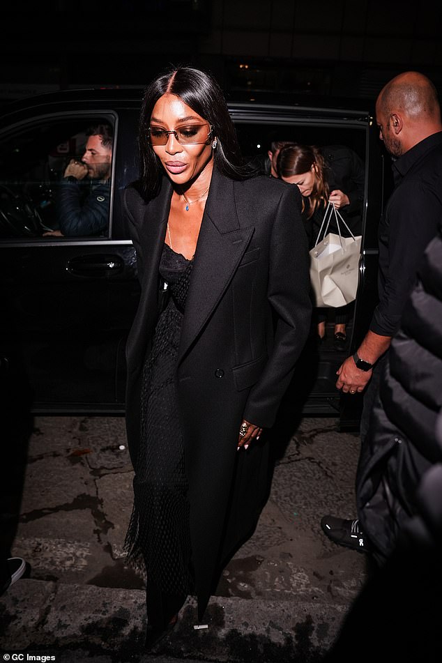 Later in the evening, Naomi switched up her outfit as she attended Twiga club after her outing to Dolce&Gabbana