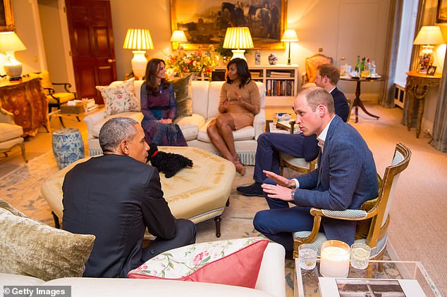 Prince William and Kate entertaining the Obamas inside their Kensington Palace home. The interior design of the home was curated by Ben Pentreath who has also designed houses for celebrities such as Sarah Jessica Parker