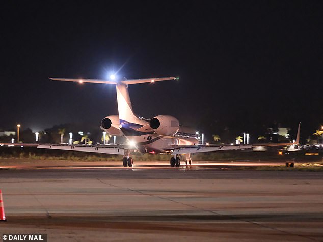After the wedding, Swift headed for the nearby Santa Barbara airport where she jumped on a private Gulfstream G550 plane
