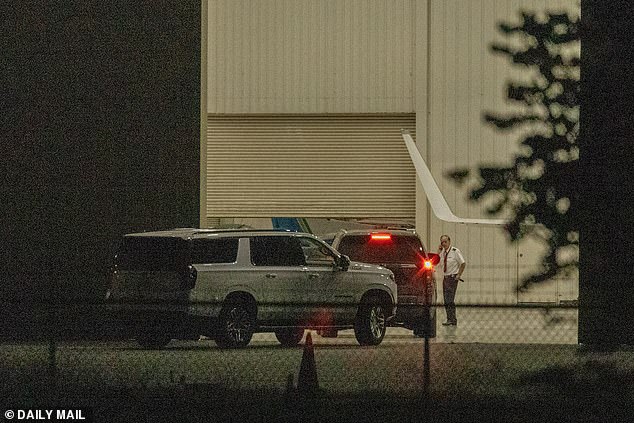 Swift was previously seen arriving at the rehearsal dinner Friday in a three-car motorcade, mirroring her method of transport to the airport Saturday night