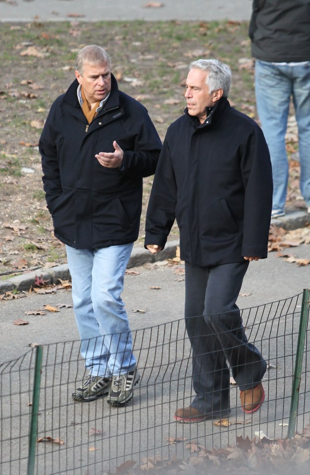Prince Andrew and Jeffrey Epstein walking together in Central Park.