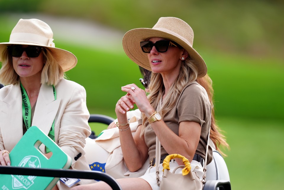 Erica Stoll and Wendy Lowry watching the afternoon fourball matches at the Ryder Cup.