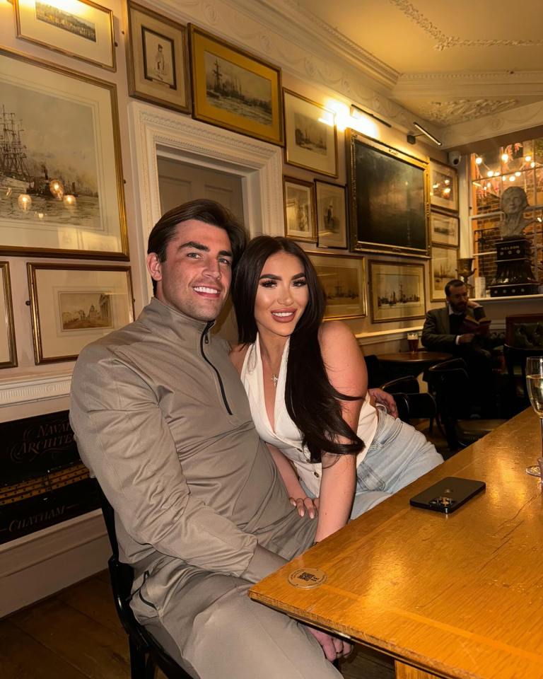 Jack Fincham and Chloe Brockett posing together at a Mother's Day event.