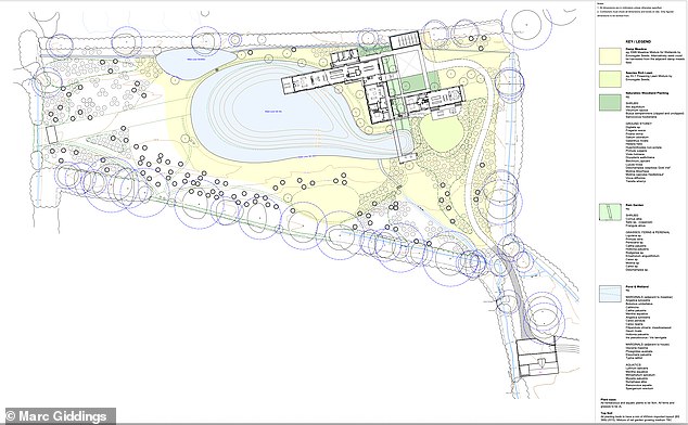 One resident, who asked not to be named, said: 'It's a beautiful plot of land and shouldn't really be built on as it will spoil the view for everyone'. Pictured: Plans for the plot