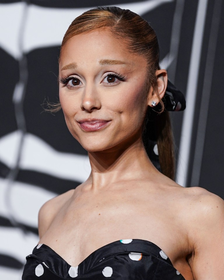 American singer Ariana Grande wearing a custom Fendi dress and Swarovski jewelry at the 2025 MTV Video Music Awards.