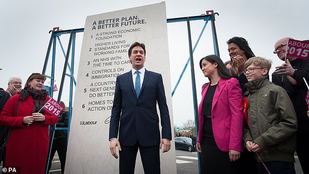 The 'Ed Stone' (above) was roundly ridiculed after being erected in a car park in Hastings and Rye, with inscriptions of six promises should Mr Miliband have assumed power