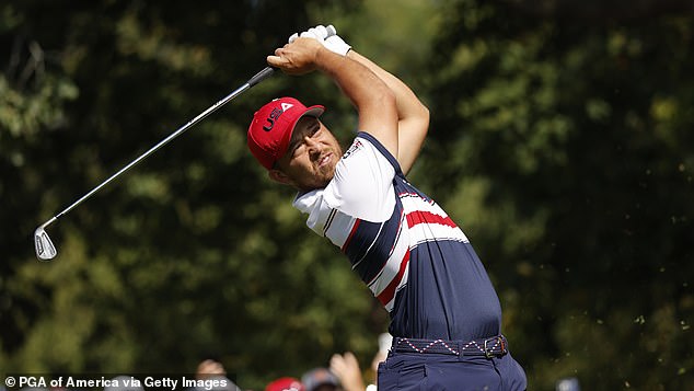FARMINGDALE, NEW YORK - SEPTEMBER 28: Xander Schauffele of Team United States plays his shot from the third tee during the Sunday singles matches of the 2025 Ryder Cup at Black Course at Bethpage State Park Golf Course on September 28, 2025 in Farmingdale, New York. (Photo by Michael Reaves/PGA of America/PGA of America via Getty Images)