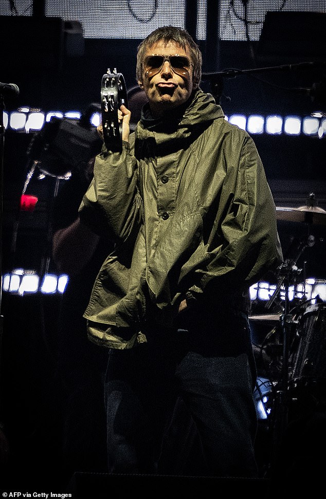 Ahead of their final song, Champagne Supernova, at Wembley Stadium in London Liam thanked fans for making their reunion tour happen (pictured Liam Gallagher)