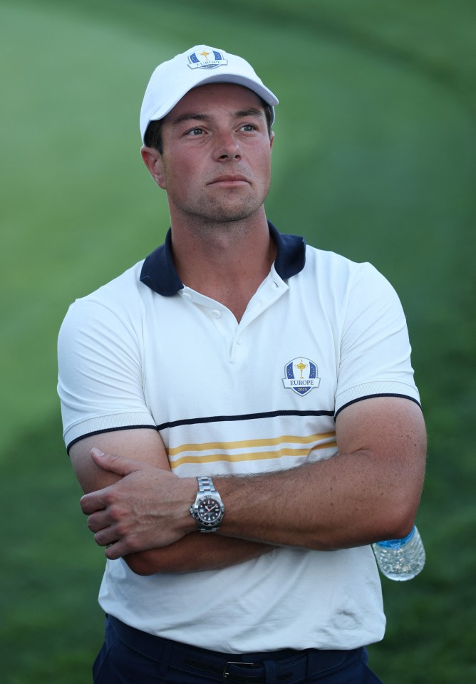Team Europe's Viktor Hovland watching the action during the singles.