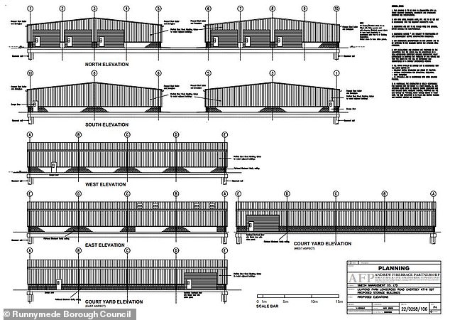 The plans for the new warehouses which will accommodate items used by his entourage of nearly 300 staff, including vehicles used by the Sheikh Mohammed's private security