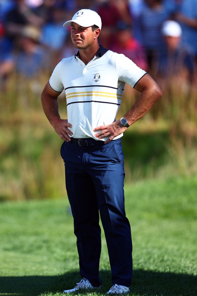 Golfer Viktor Hovland of Team Europe on the course.