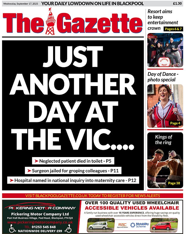Just overa week ago, the front page of the Blackpool Gazette featured the single, bold headline: ‘JUST ANOTHER DAY AT THE VIC...’