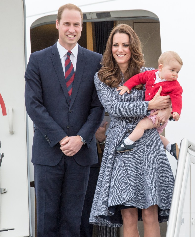 The Duke and Duchess of Cambridge, Prince William and Catherine Middleton, with their son Prince George, saying farewell to Australia at an airport.