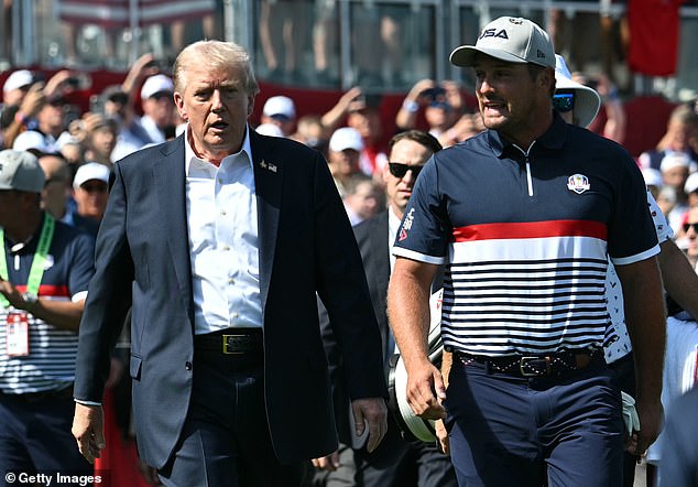 Trump made a point of greeting Bryson DeChambeau in the Friday afternoon round