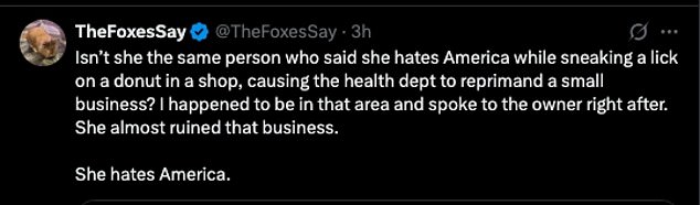 However, others claimed the star 'hates America'