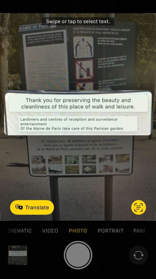 Photo of a Parisian garden sign requesting visitors to maintain cleanliness.