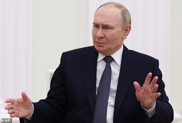 It came as the Met’s counter-terrorism chief, Commander Dominic Murphy, issued a warning over the rise in children being recruited by Russia to commit crimes. Pictured: Putin (file image)