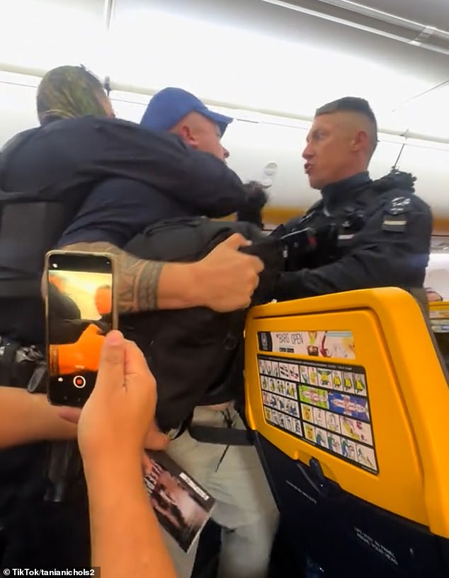 Flyer Tania Nichols said the group had been 'loud and unruly' and that 'even before take-off, they were moving around the cabin, swapping seats and ignoring basic safety protocols'