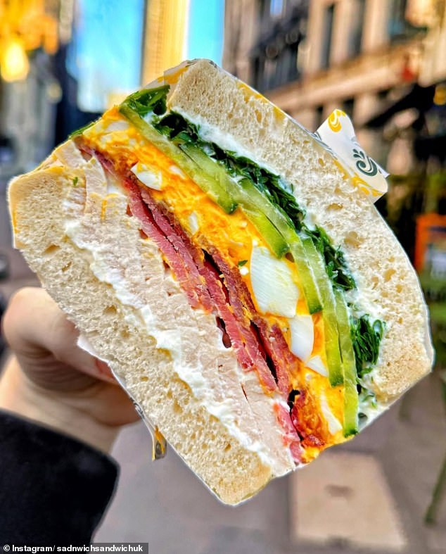Another to recently brave the scene is Sandwich Sandwich, a family run business originally founded in Bristol. Pictured, a Sandwich Sandwich menu item