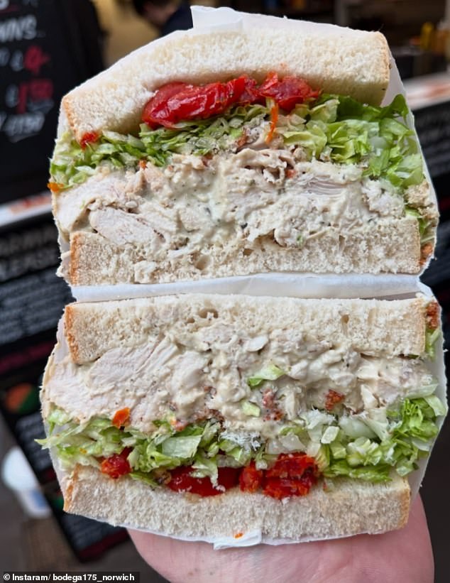 Run by Edd Watkinso, the Big Deal¿s Bodega in Norwich is another on list of sizeable sandwiches, selling eye-popping delights that fuse undreamed combinations into desirable dinners. Pictured, menu item