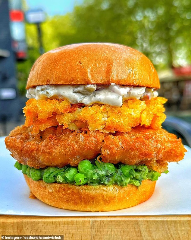 It recently made its London debut, opening a new shop on Tottenham Court Road earlier this summer - topping up its London roster, which includes locations in Tower Hilly and Gresham Street, much to the delight of local foodies. Pictured, fish and chip sandwich