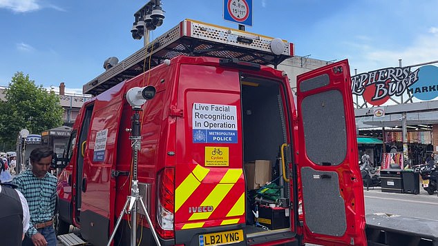 A Metropolitan Police vehicle equipped with live facial recognition cameras