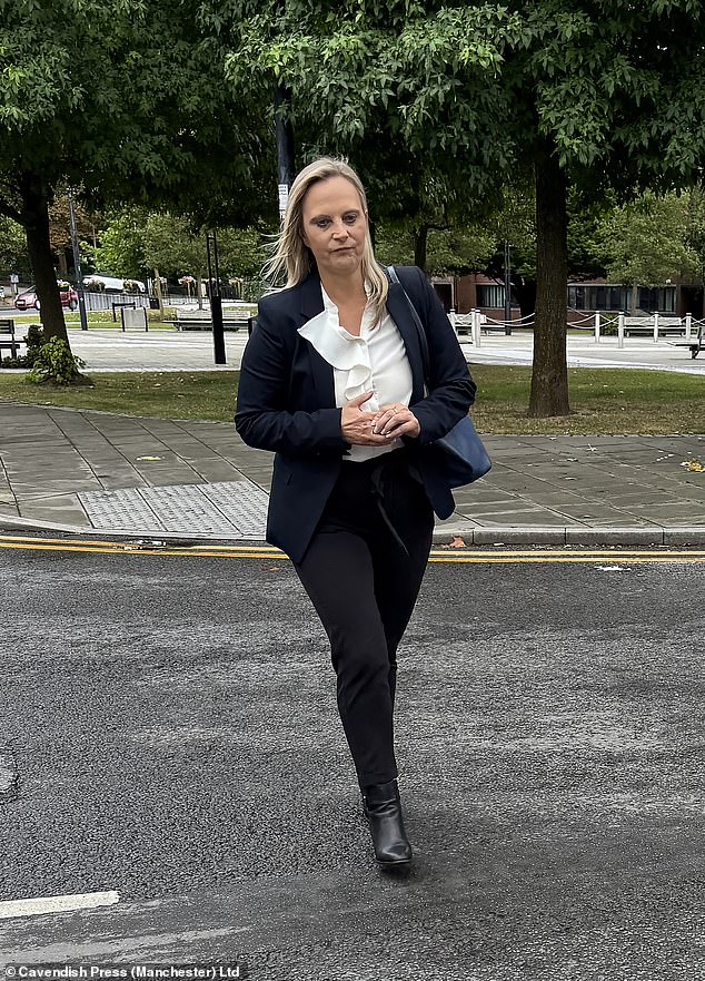 Wynn-Griffiths - who 'careered over white lines' with her boot open - arrives at court