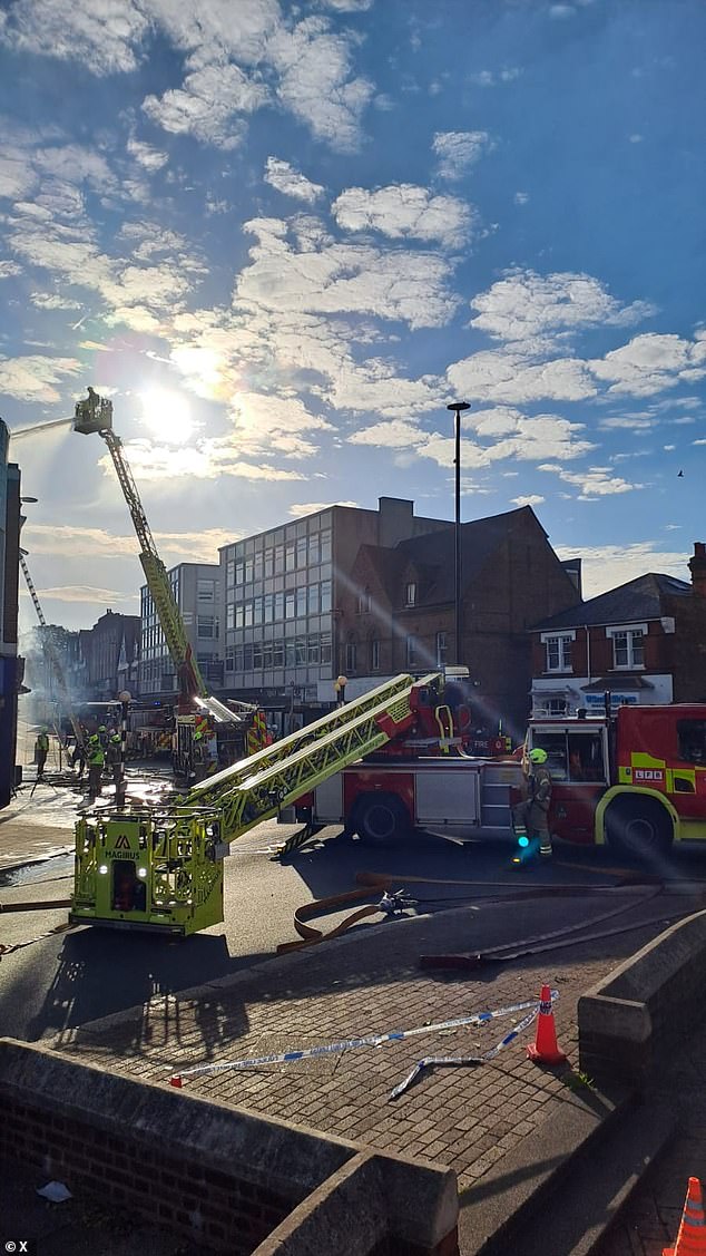 Around ten fire engines rushed to the scene of the blaze as around 70 firefighters battled to put out the flames