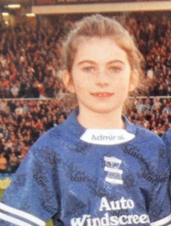 Karen Carney as an eight-year-old with then-Birmingham striker Steve Claridge.