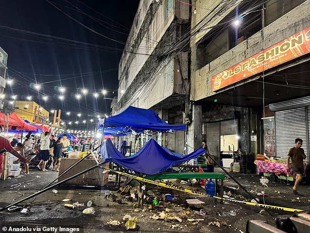 The quake damaged concrete walls of houses and a fire station and knocked out power in the city