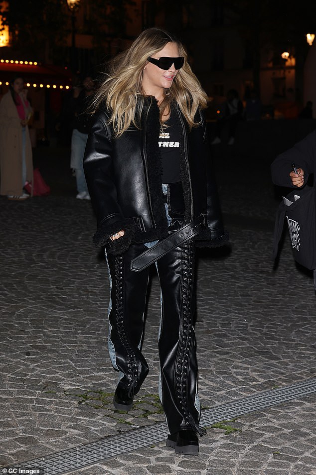 The fashion star opted for an edgy look for her latest Paris Fashion Week show