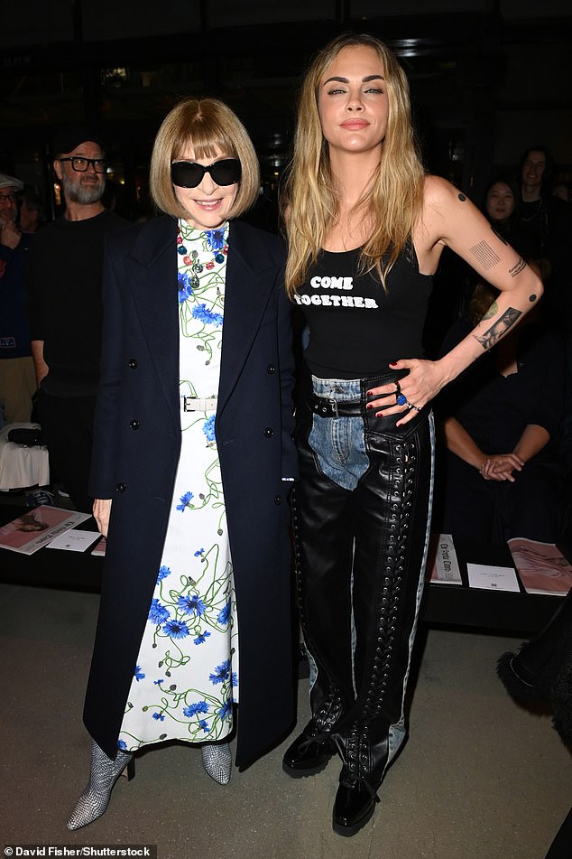 Having already been a regular on Vogue's front covers, Cara was joined by the magazine's former editor-in-chief Anna Wintour