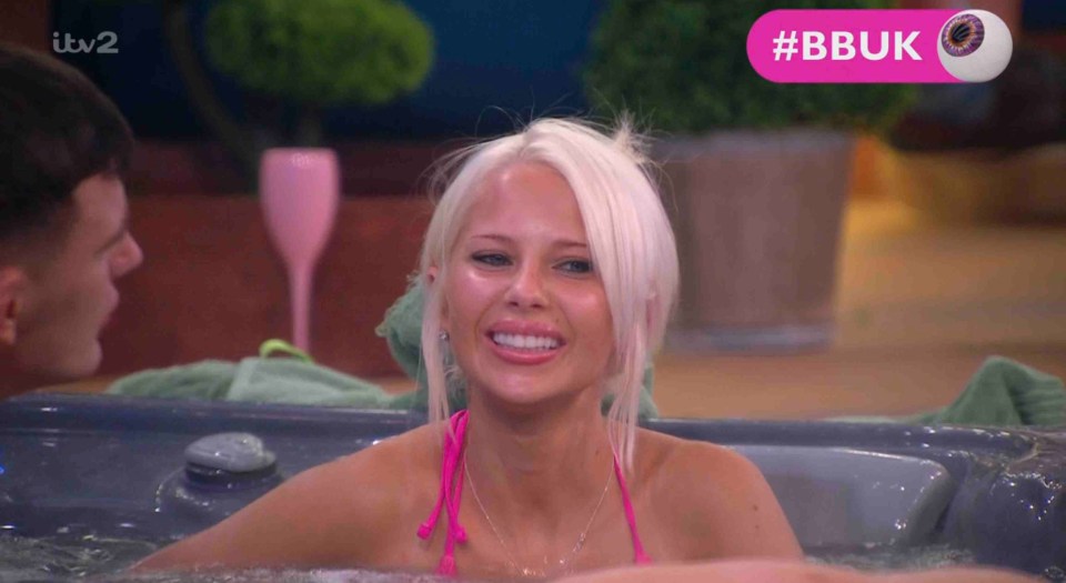 Elsa and Tate in the Big Brother hot tub.