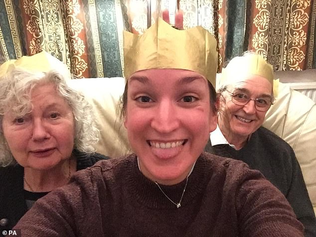Sarm Heslop is seen with her father Peter Heslop and his partner Lynn