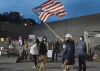 On Sunday, a man wearing a MAGA hat and toting an American flag showed up outside an ICE facility in Portland, Oregon, where antifa had earlier surrounded Post Millennial reporter Katie Daviscourt and her security guard.